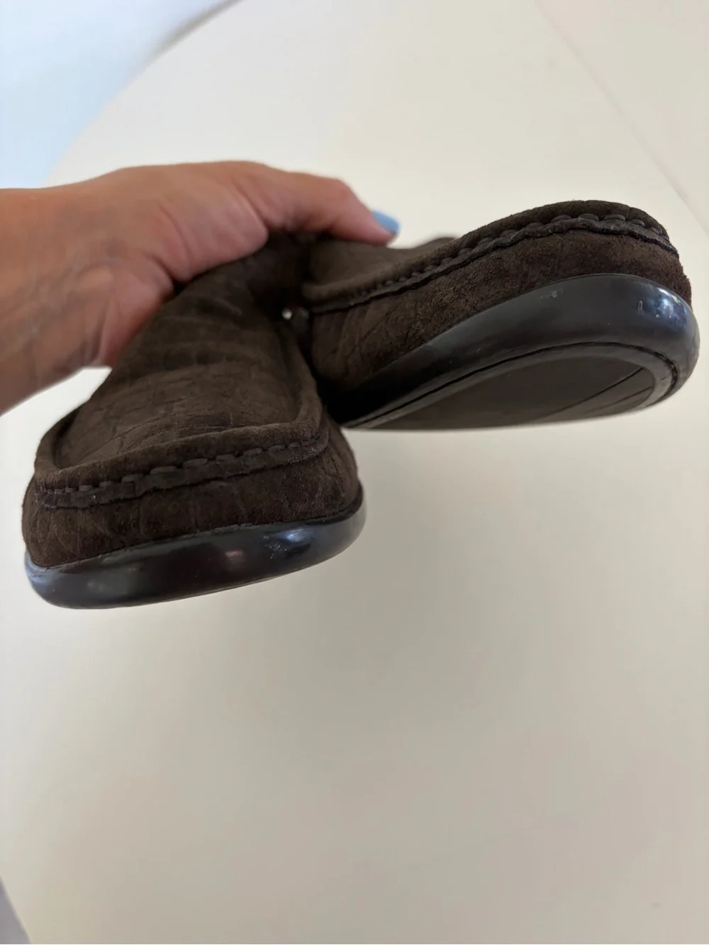 Porsche Design Beverly Hills Suede Croc Embossed Brown Moccasin Driving Loafers